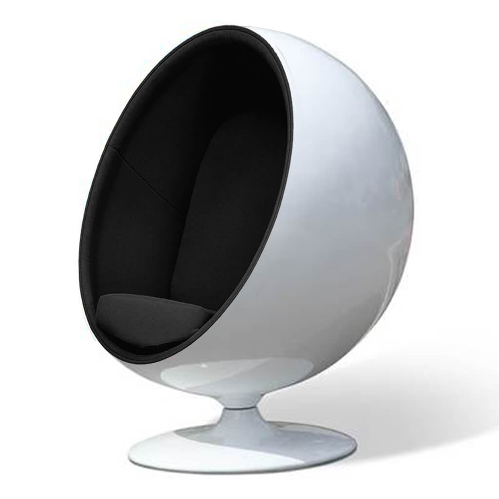Ball Chair Cashmere Black Glossy White