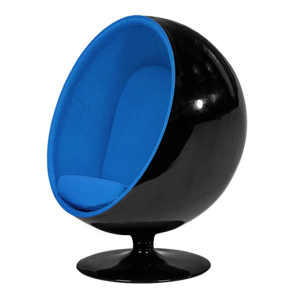 Ball Chair Cashmere Blue Glossy Black