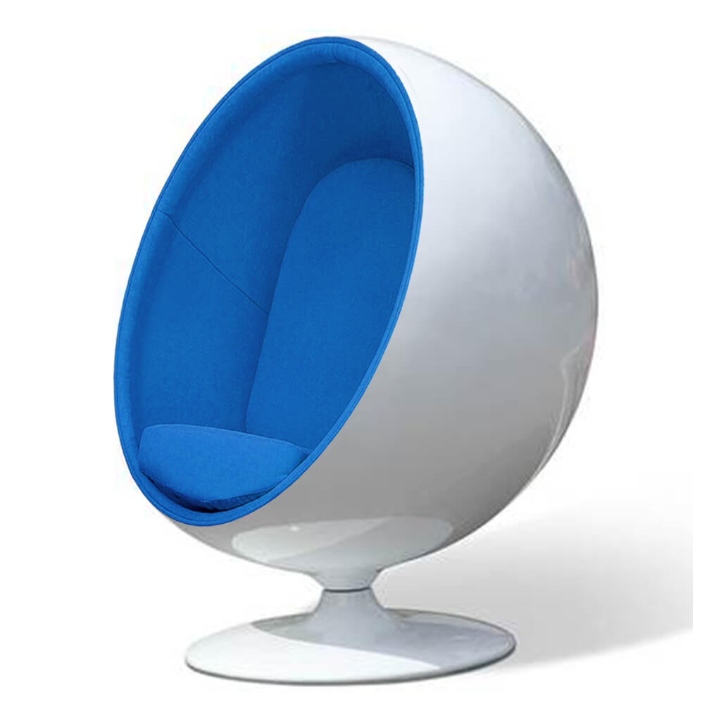 Ball Chair Cashmere Blue Glossy White