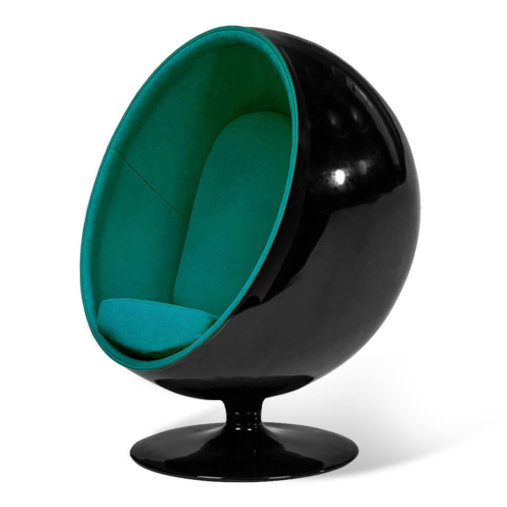 Ball Chair Cashmere Pine Green Glossy Black