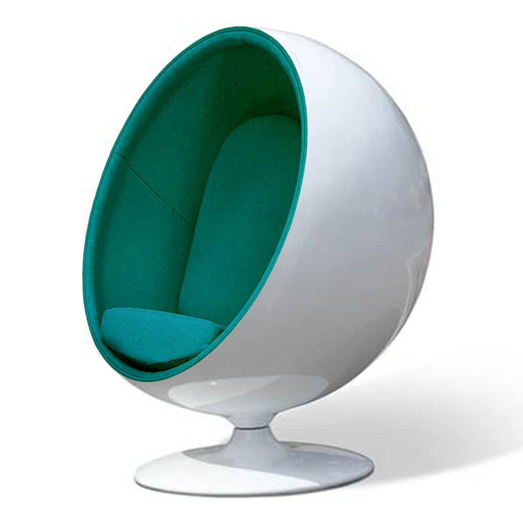Ball Chair Cashmere Pine Green Glossy White