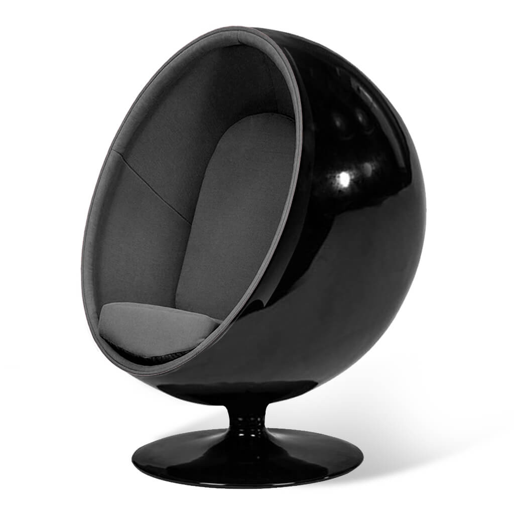 Ball Chair Cashmere Dark Grey Glossy Black