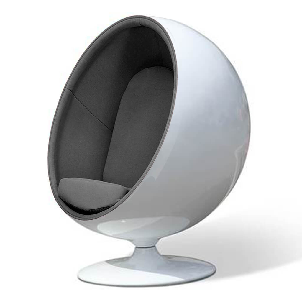 Ball Chair Cashmere Dark Grey Glossy White