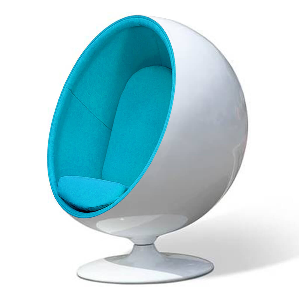 Ball Chair Cashmere Sky Blue Glossy White