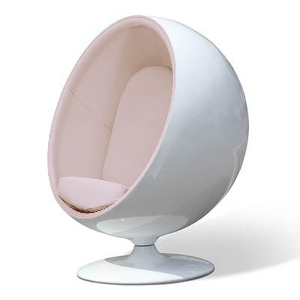 Ball Chair Cashmere Cape Sands Glossy White