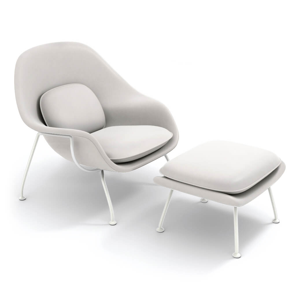 womb chair  ottoman  white powdercoated steel legs