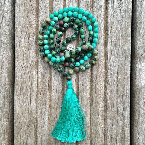 collier mala turquoise