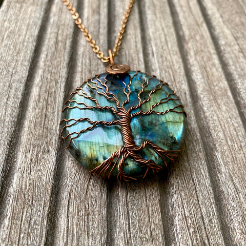 pendentif arbre de vie labradorite