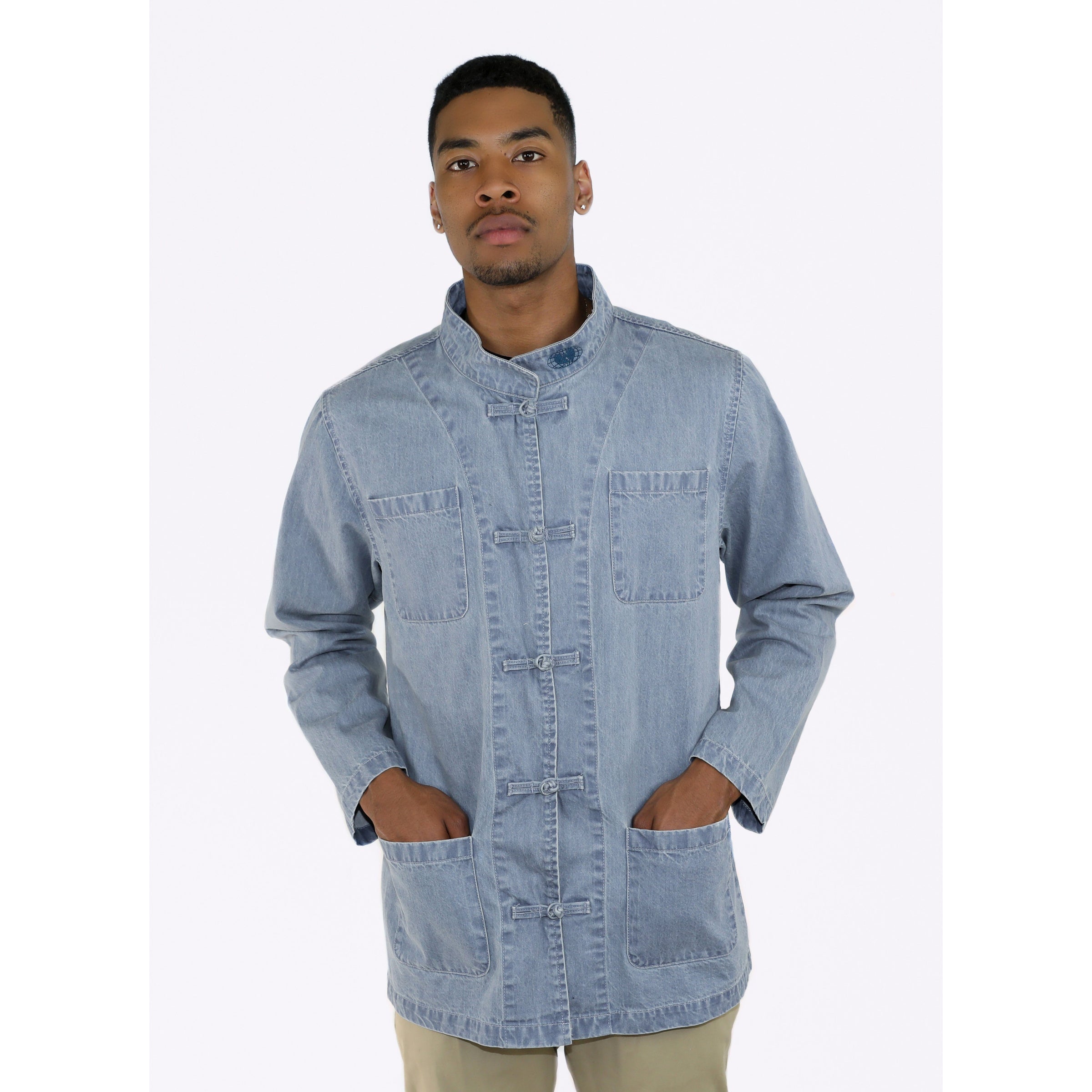 mandarin collar jean jacket