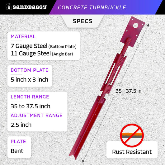 Concrete Turnbuckle Form Aligner - Adjustable Wall Brace – Sandbaggy