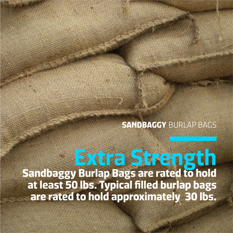 Sandbaggy Burlap Bags have a 50 lb. weight capacity.