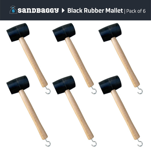 20 oz Black Soft Rubber Mallet - Wood Handle - Sandbaggy