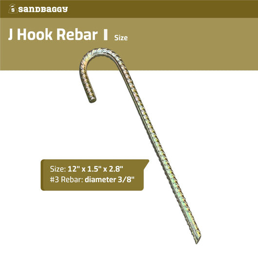 J Hook Rebar Stakes - Galvanized Steel #3 Rebar - Sandbaggy