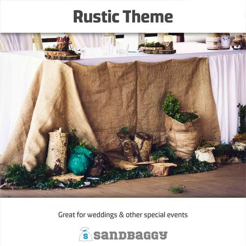 rustic themed events with burlap fabric
