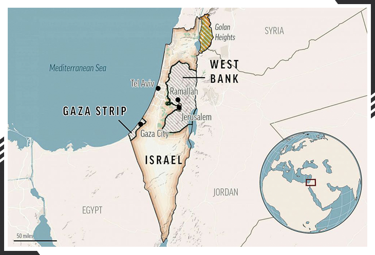 Map of Israel and Palestine