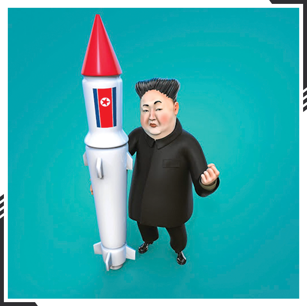 Illustration of Kim Jong Un with rocket