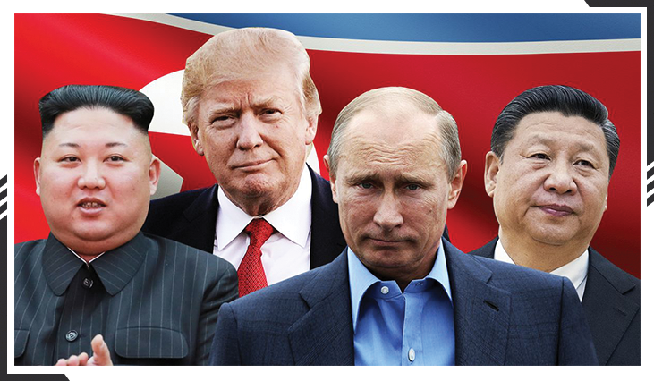 Kim Jong Un, Donald Trump, Vladimir Putin, Xi Jingping
