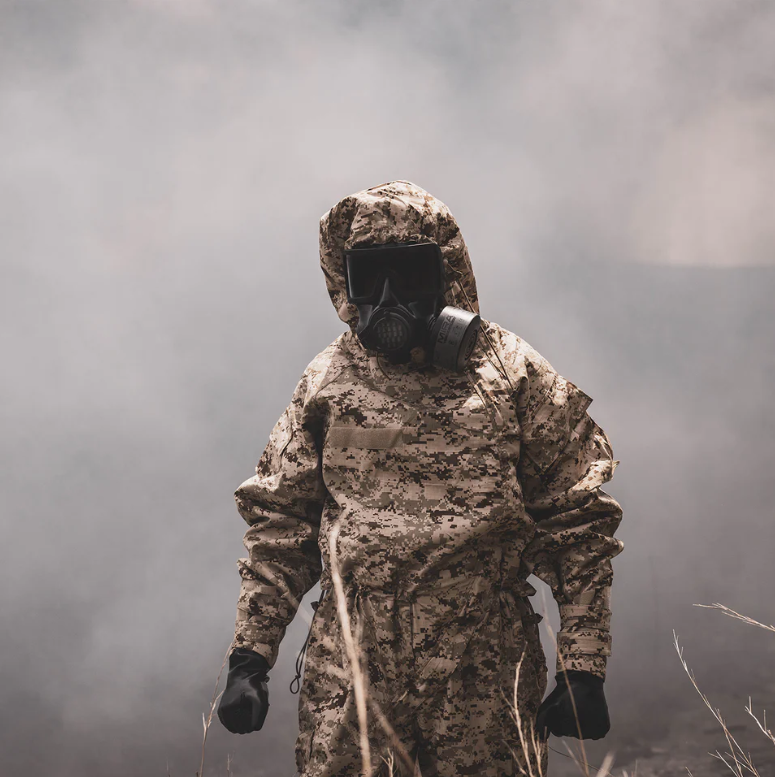 Man wearing MIRA Safety MOPP-1 CBRN Protective Suit