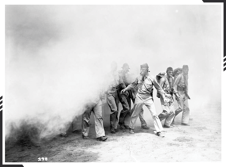 US troops in Panama participate in a chemical warfare training exercise during World War II