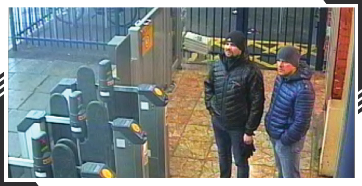 Police handout image of Alexander Petrov, right, and Ruslan Boshirov, left, at Salisbury train station on March 3, 2018