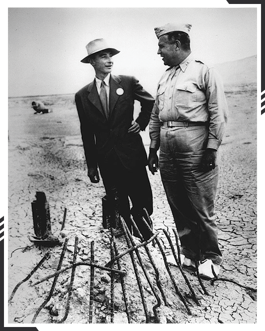 J. Robert Oppenheimer with Lieutenant General Leslie R. Groves