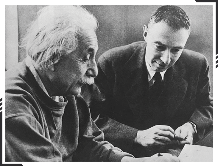 J. Robert Oppenheimer with Albert Einstein