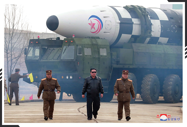 Kim Jong-un in a foreboding scene with officers