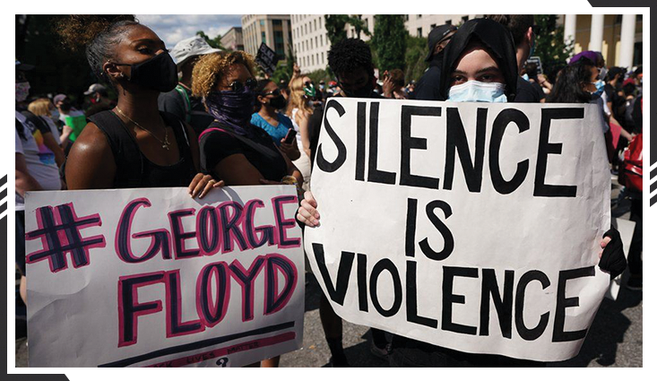 Protestors demonstrating in the wake of George Floyd’s death, 2020