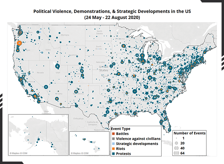 Map of political violence in 2020