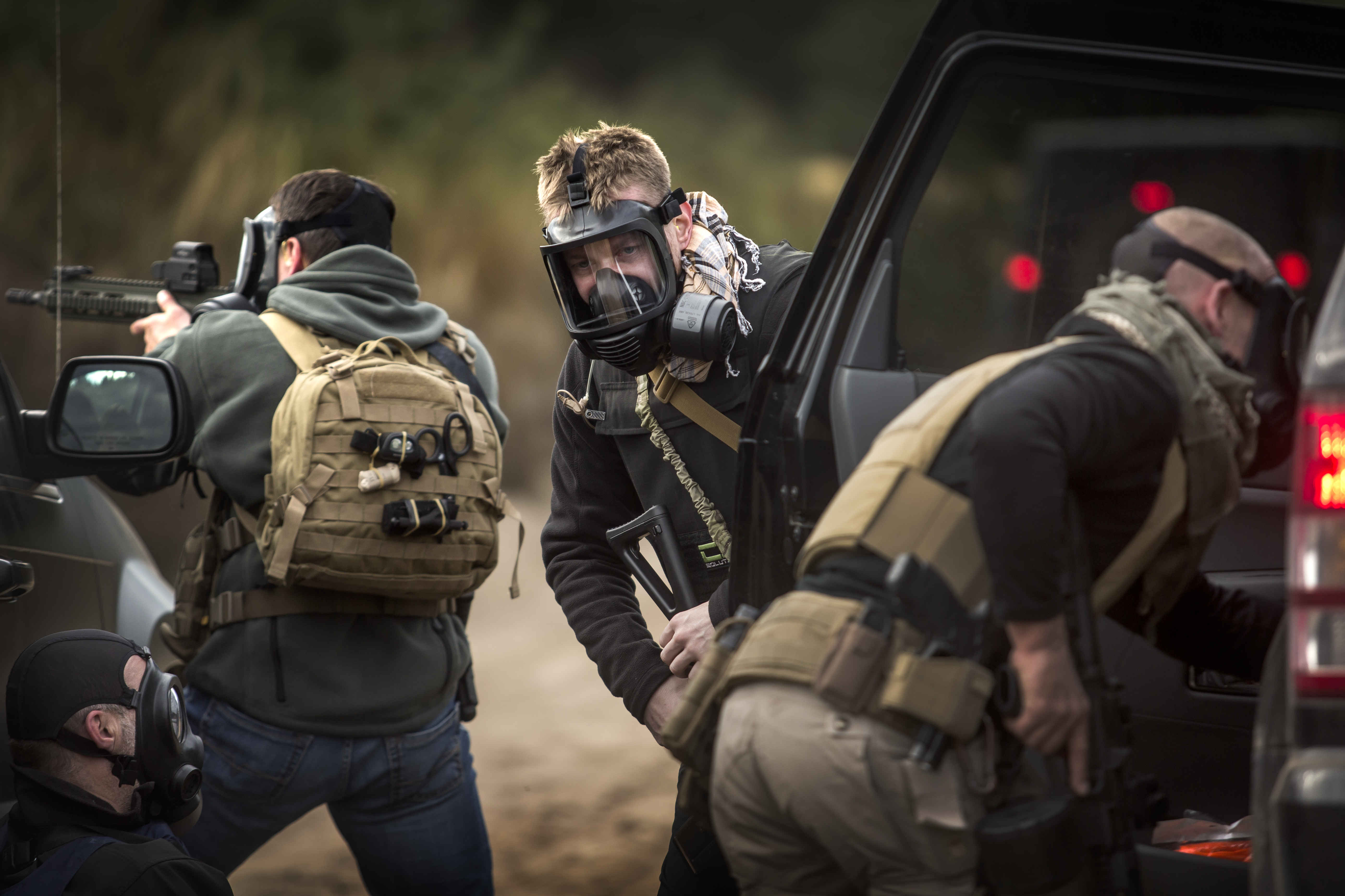 tactical gas mask white background