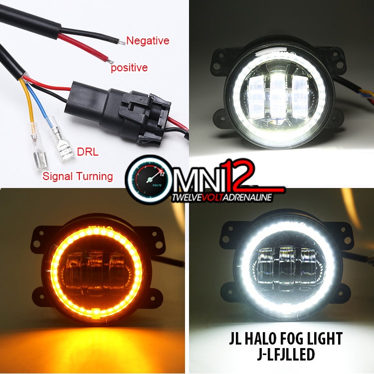 Jeep World Wound LED Fog Lights for Jeep Wrangler JL White Amber Halo –  OMNI12