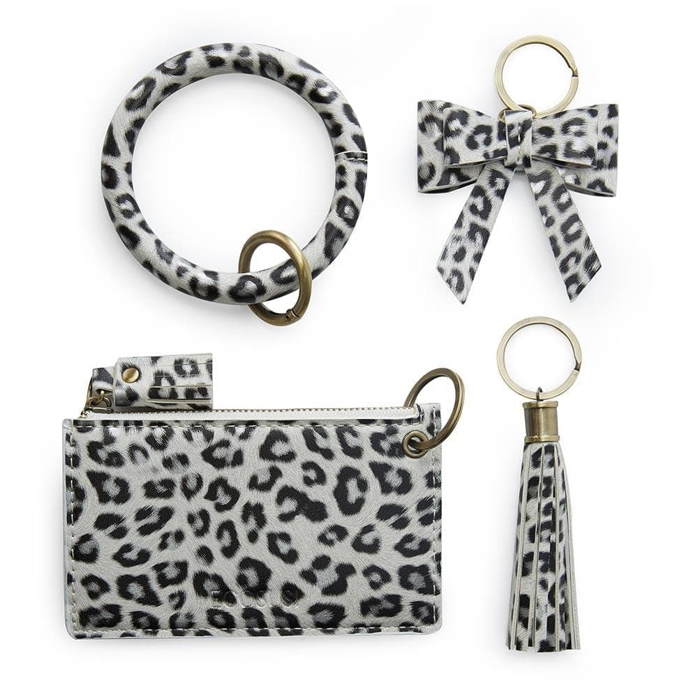 Wristlet Keychain with Tassel & Bow, Leopard Print