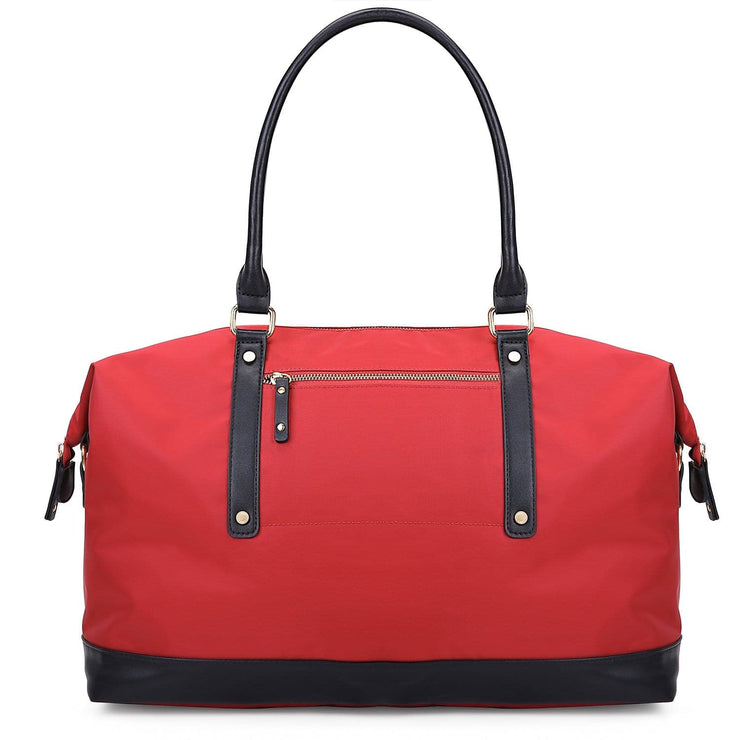 leather weekender bag with trolley sleeve