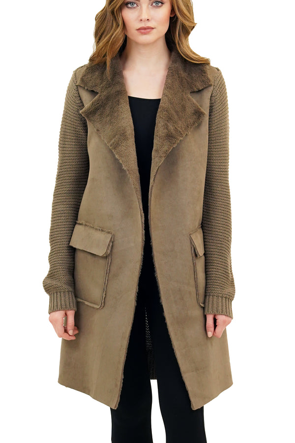 Love Token Women's Arcadia Faux Fur Short Sleeve Jacket Coat