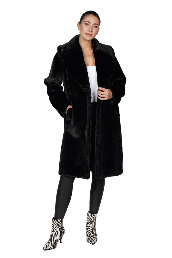 Love Token Women's Arcadia Faux Fur Short Sleeve Jacket Coat