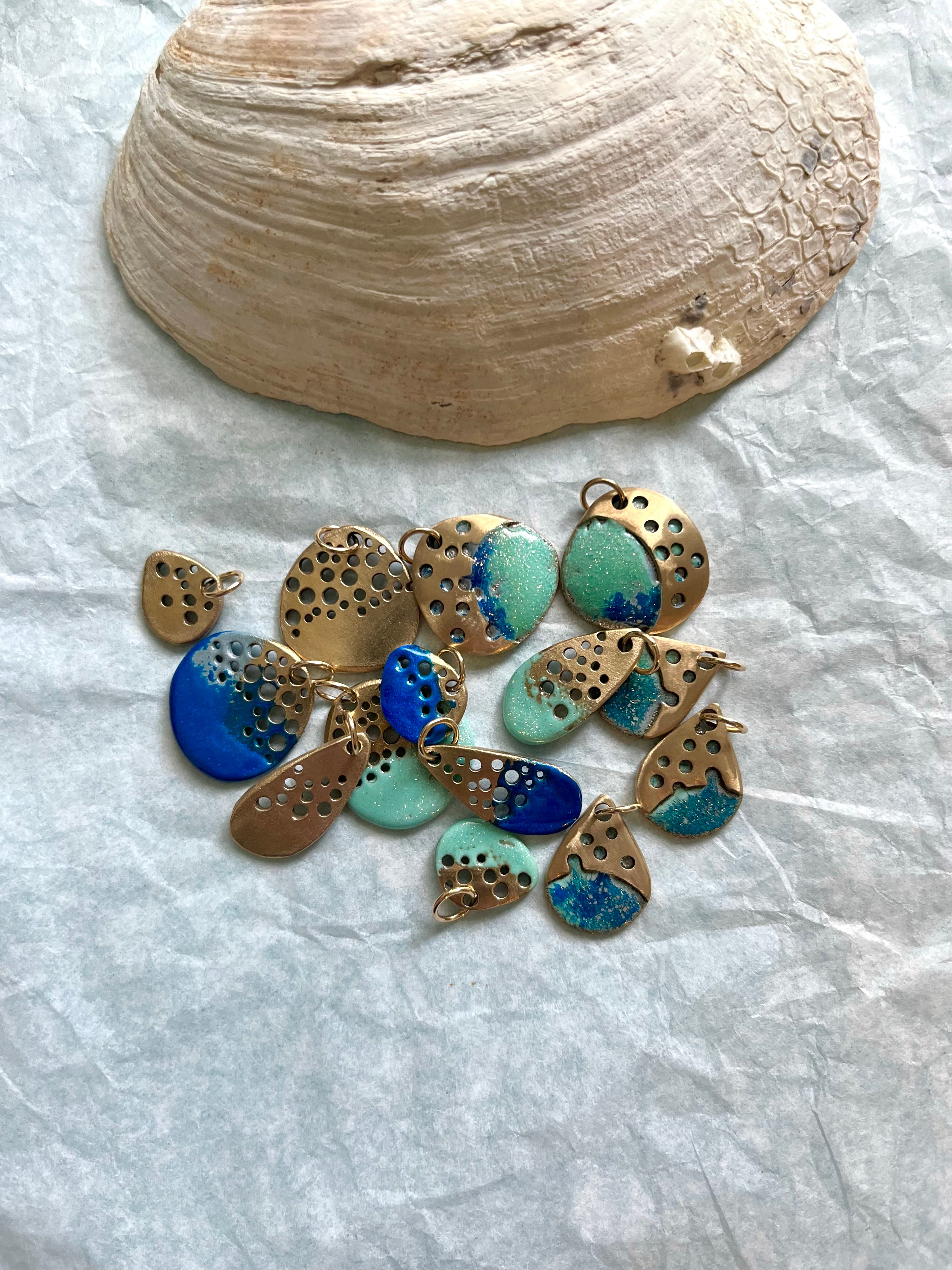 Necklace pieces in bronze with blue and turquoise colours