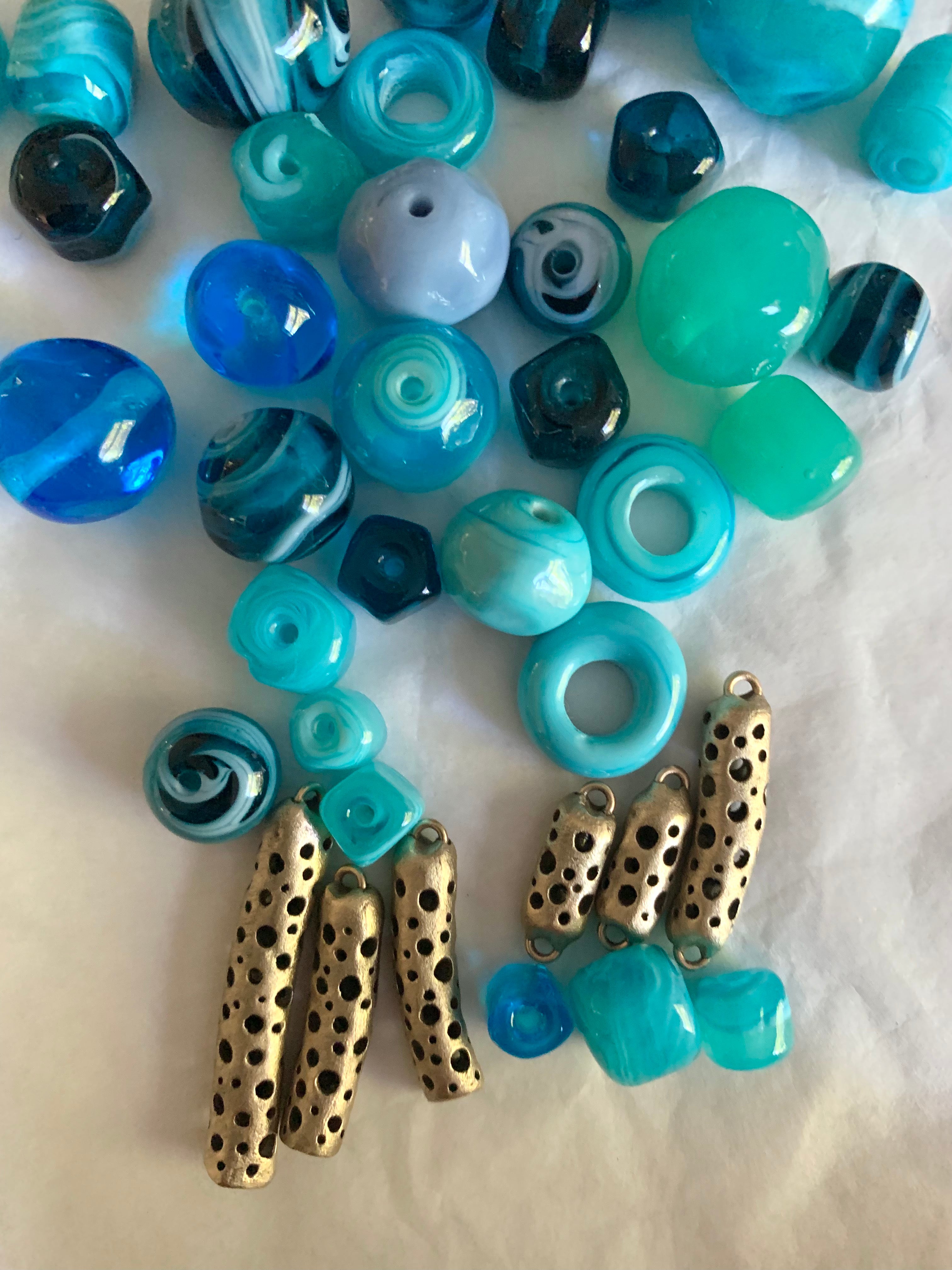 Artisan blue and bronze beads for ocean inspired jewelry