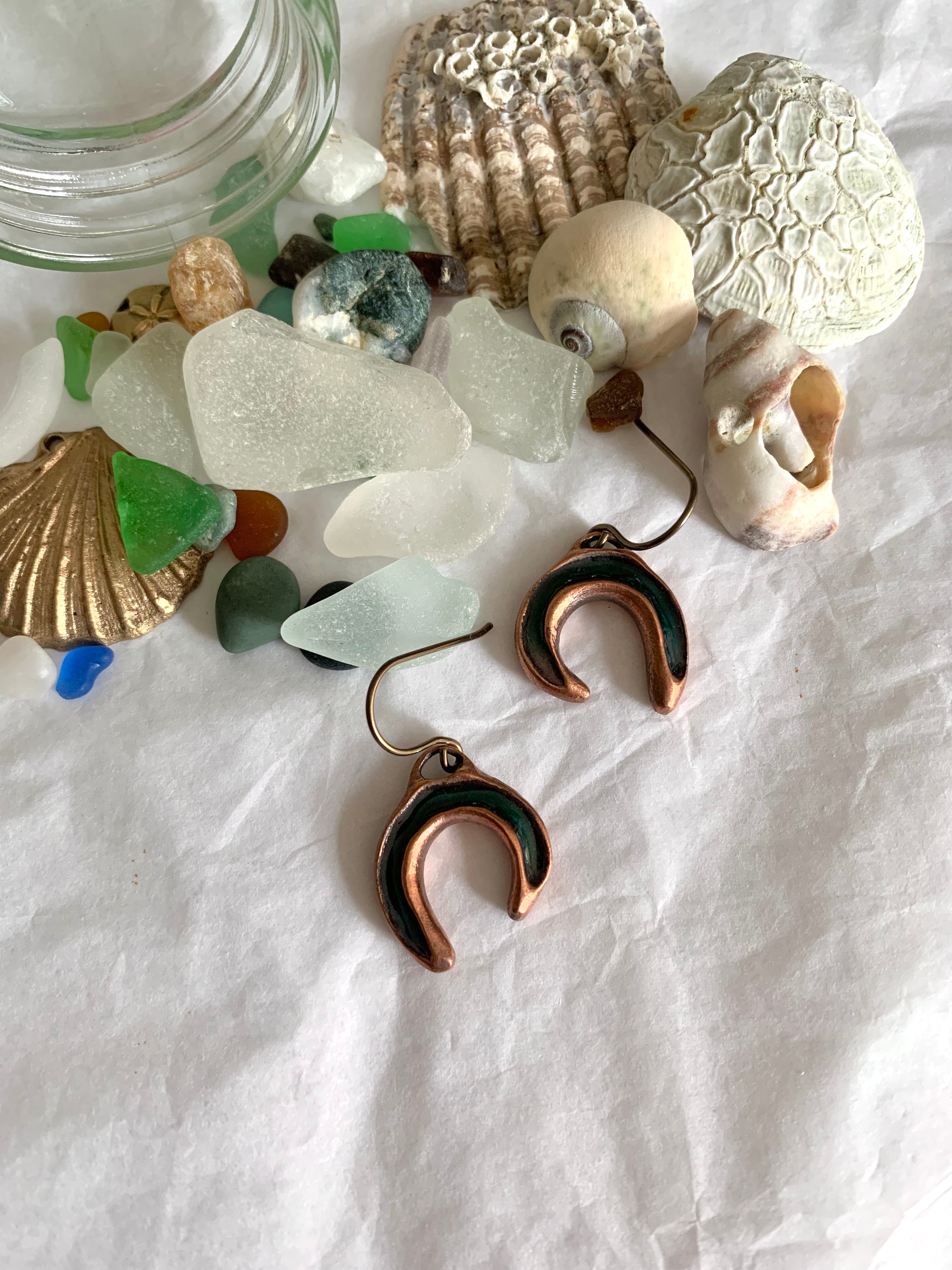 Beach combing treasure with artisan made summer earrings
