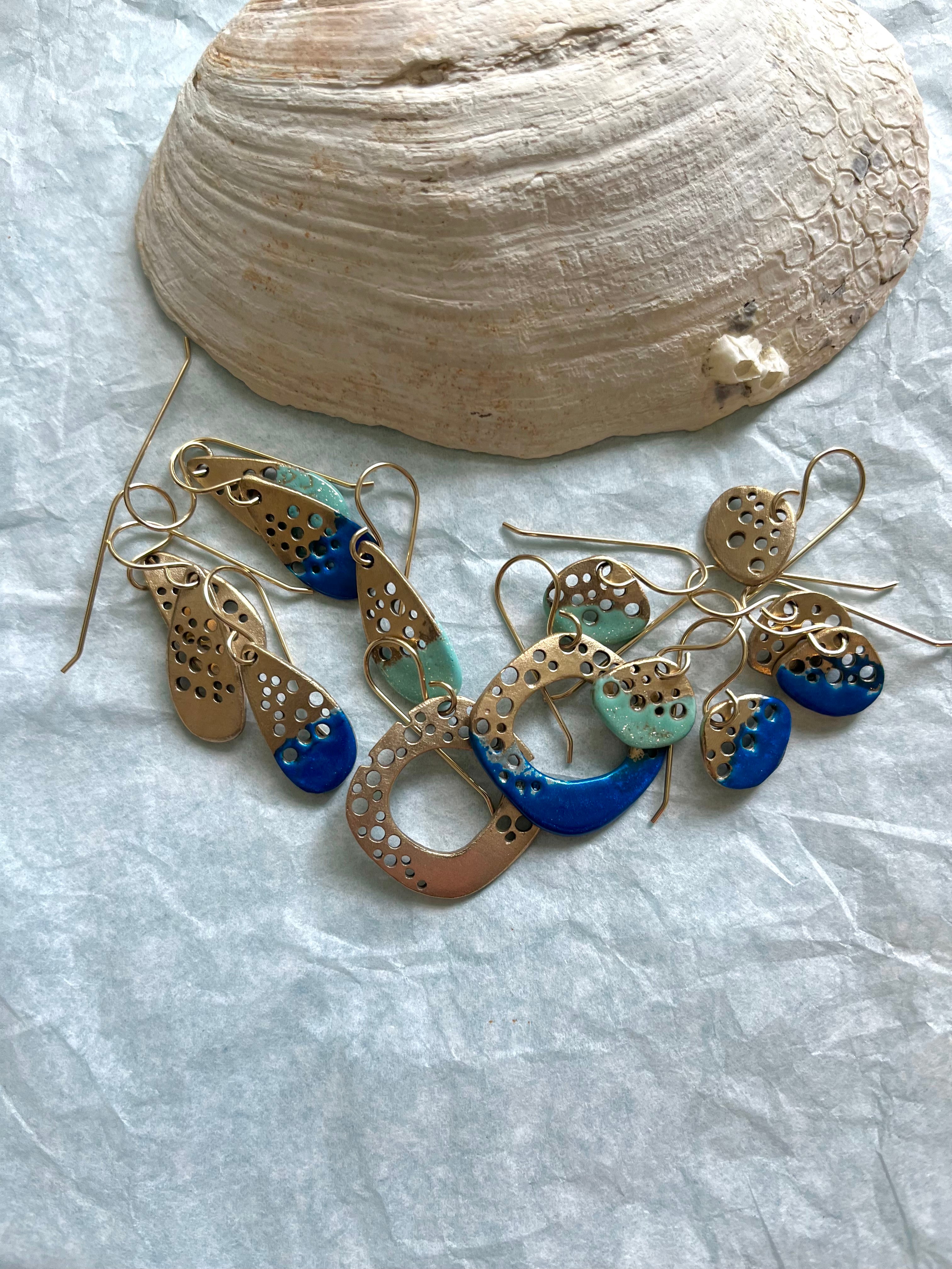 Ocean inspired earrings in blue and green colours
