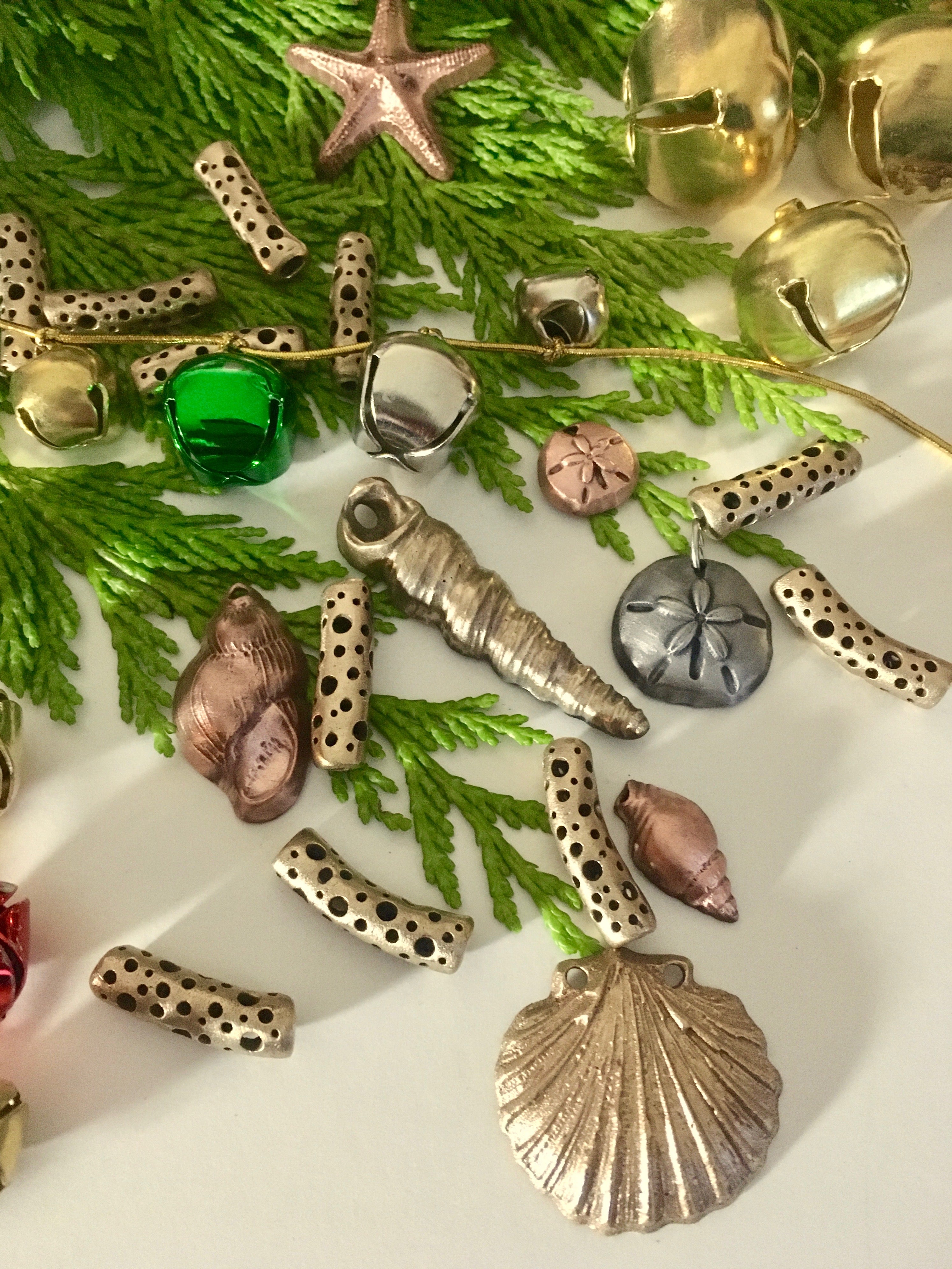 Deck the halls with jingle bells and bronze carved beads