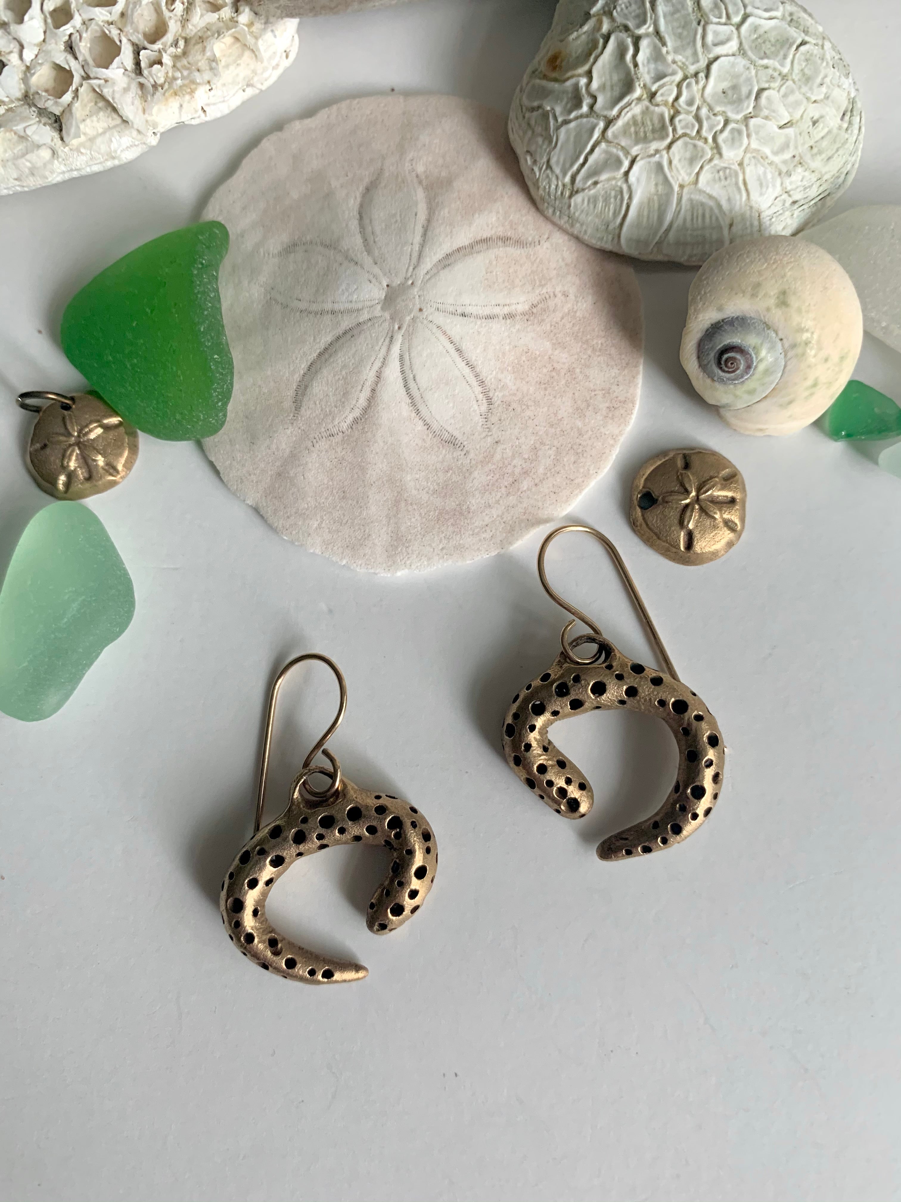 Bronze ocean inspired earrings