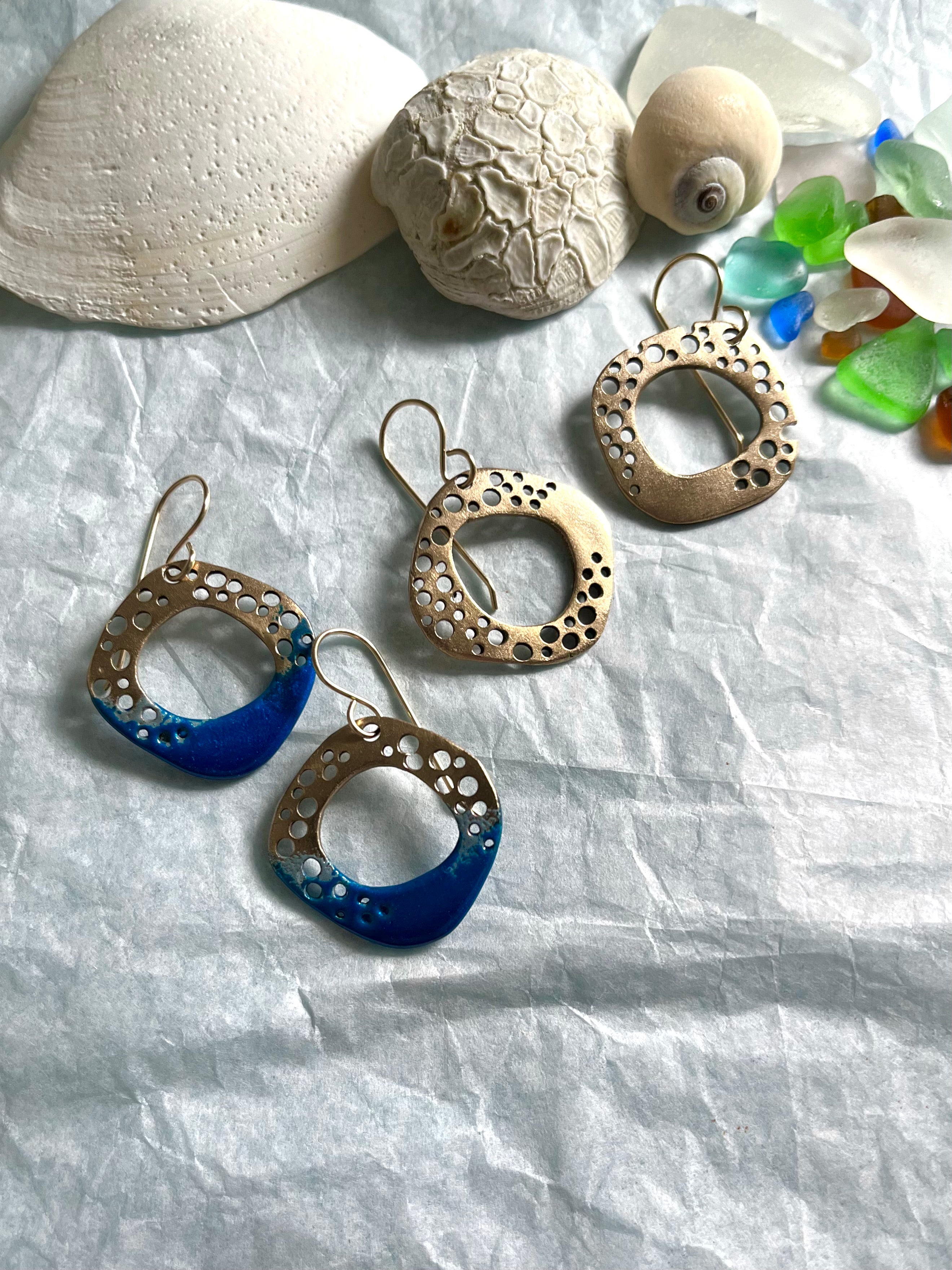 Hoop earrings with shells and seaglass
