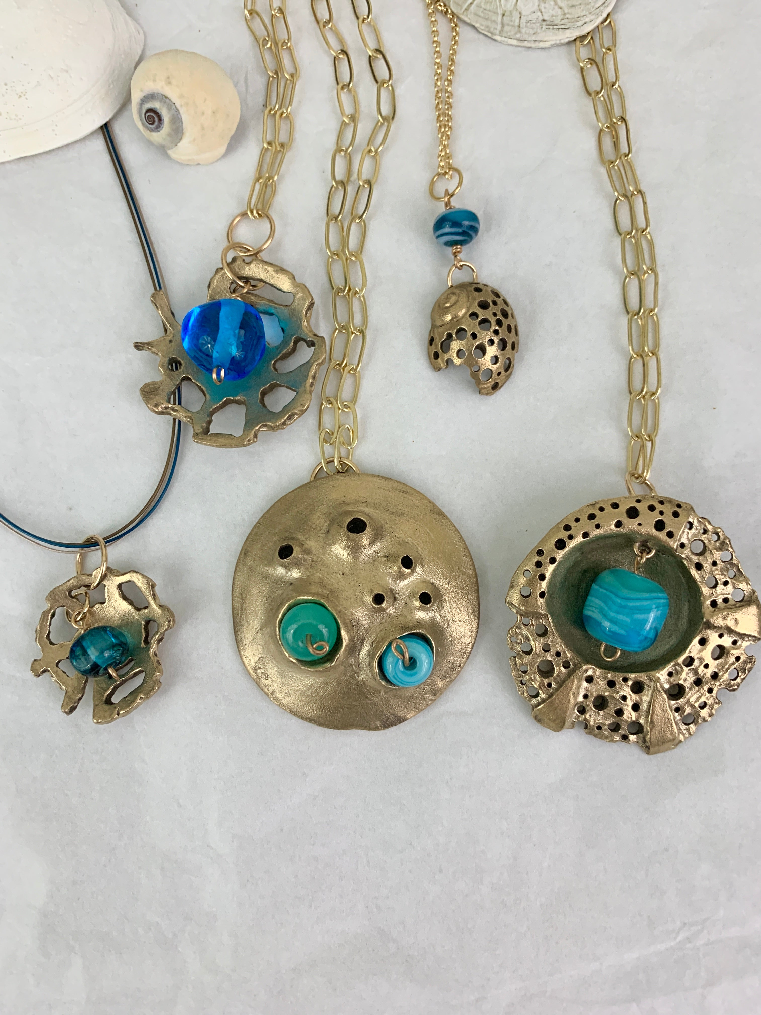 Ocean inspired bronze handmade one of a kind necklaces