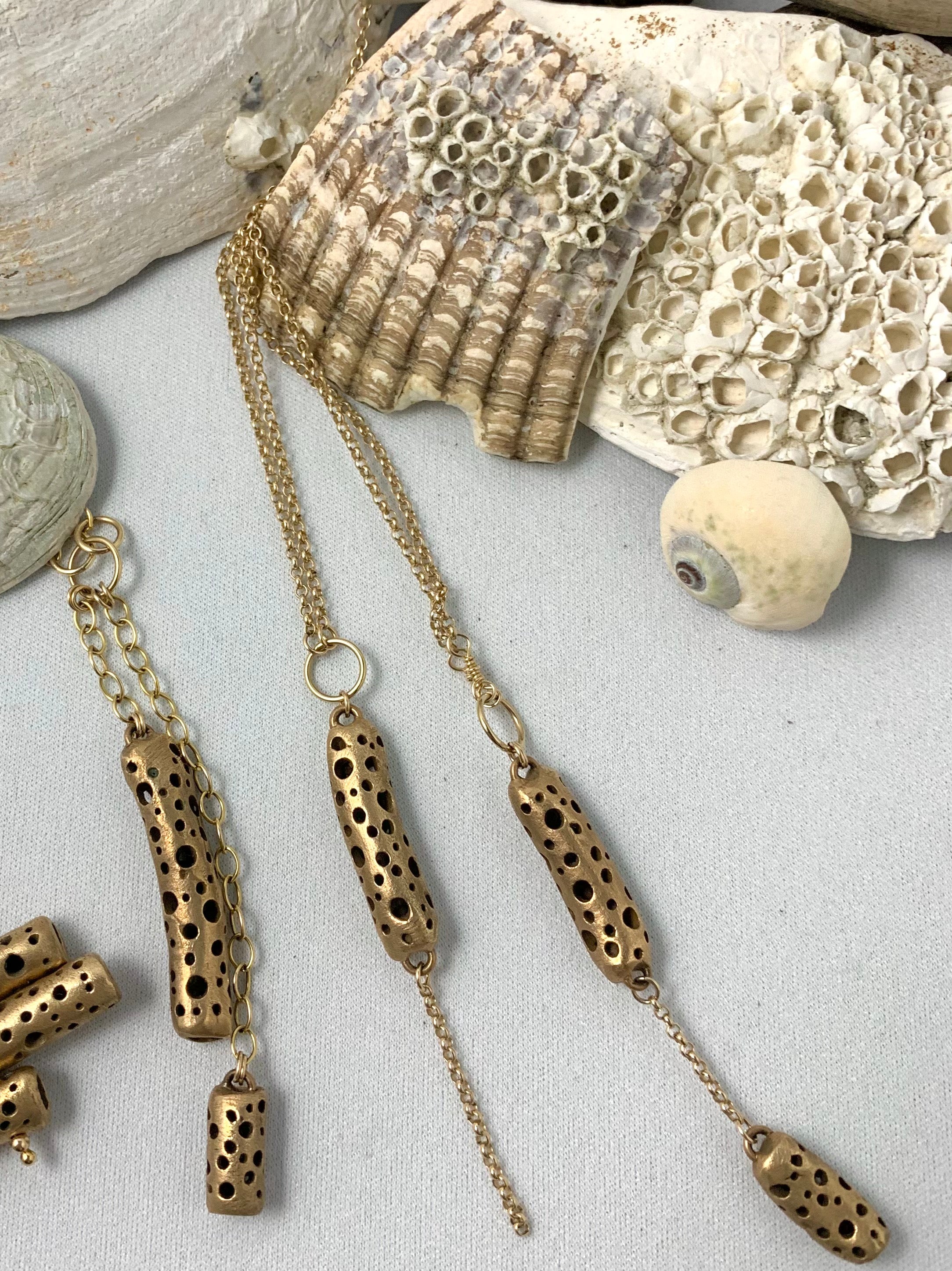 Coral inspired handmade bronze necklaces