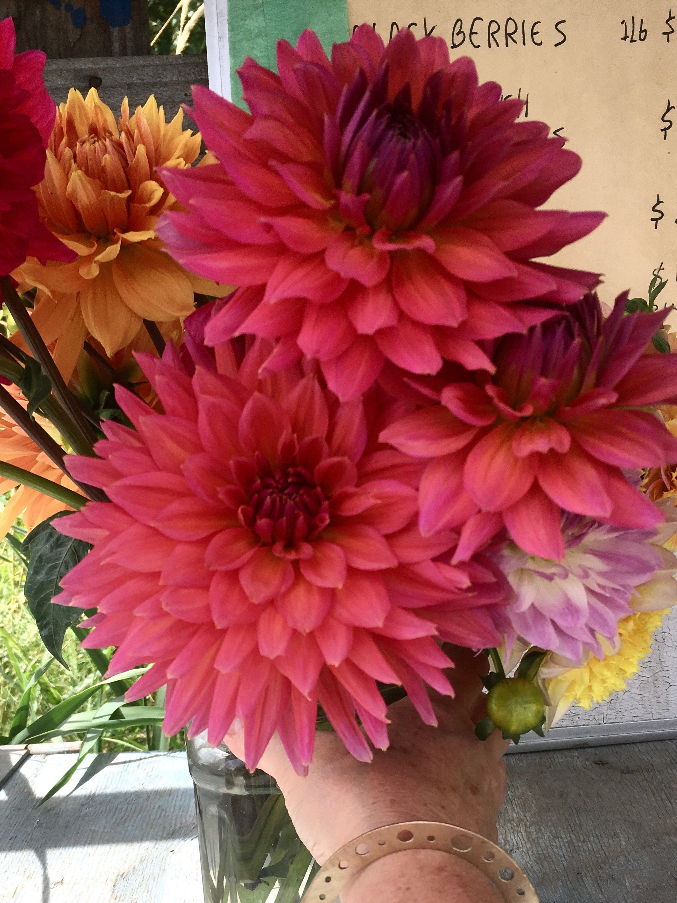 Bold flowers and bold bronze bangle