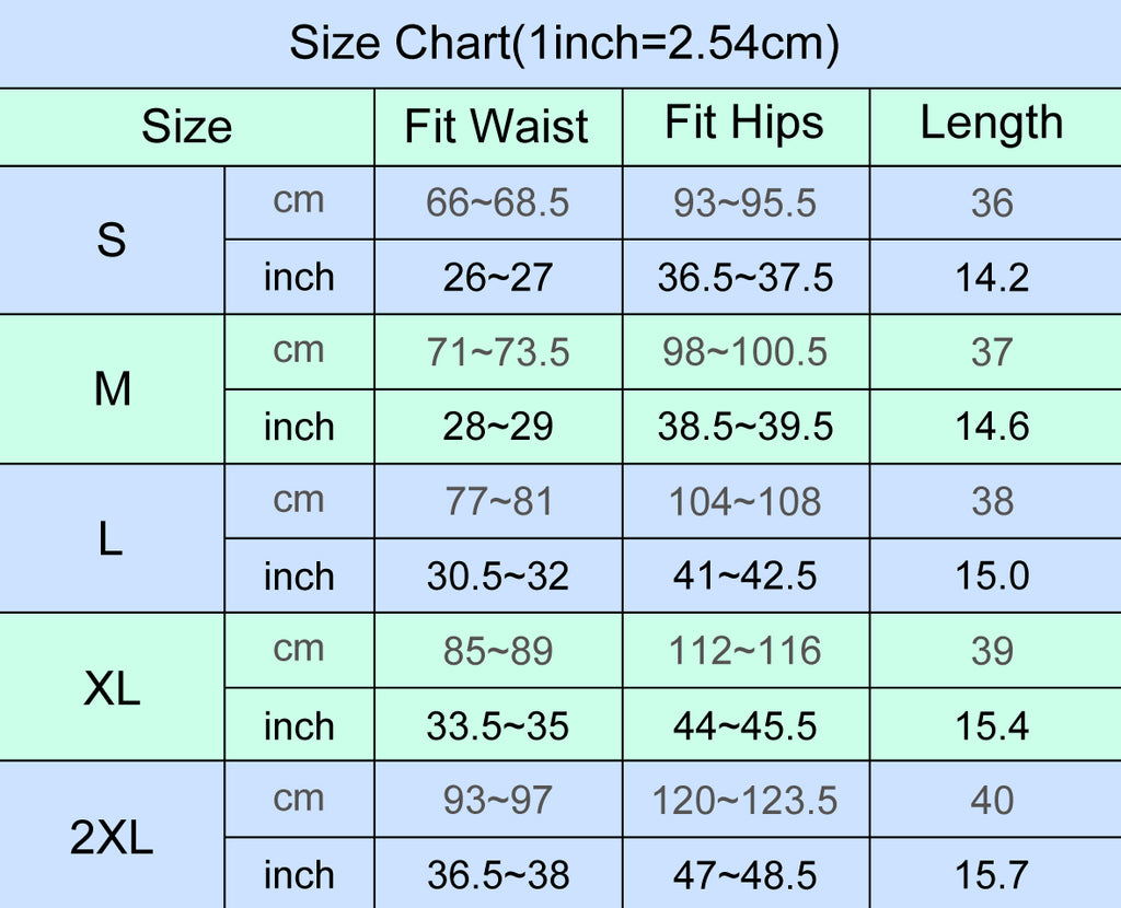 Elastic Waist Size Chart