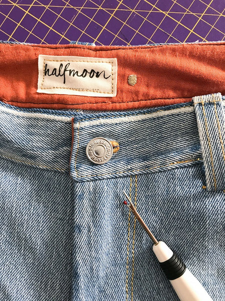 halfmoon 101 jeans sew along beltloops waistband hardware