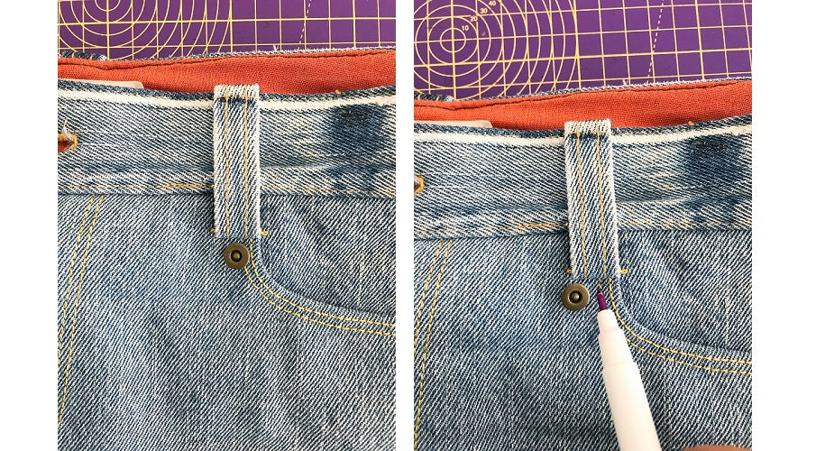 halfmoon 101 jeans sew along beltloops waistband hardware