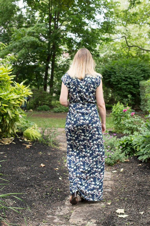 maxi wrap dress VONDEL | pattern hack | A Happy Stitch + halfmoon ATELIER