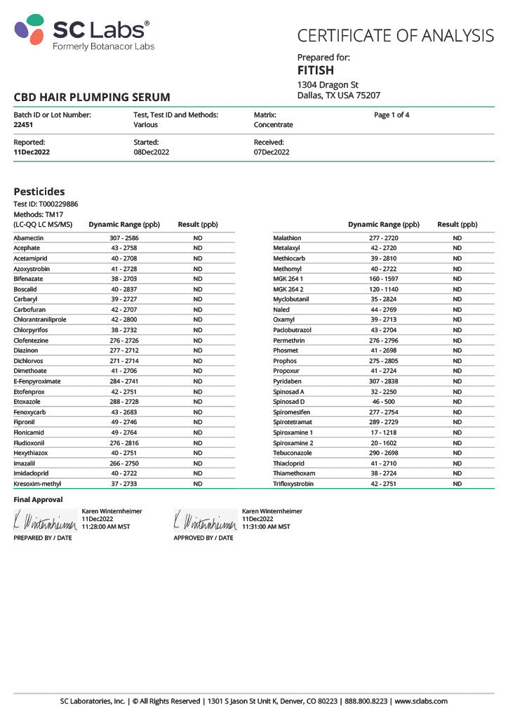 hair serum lab results